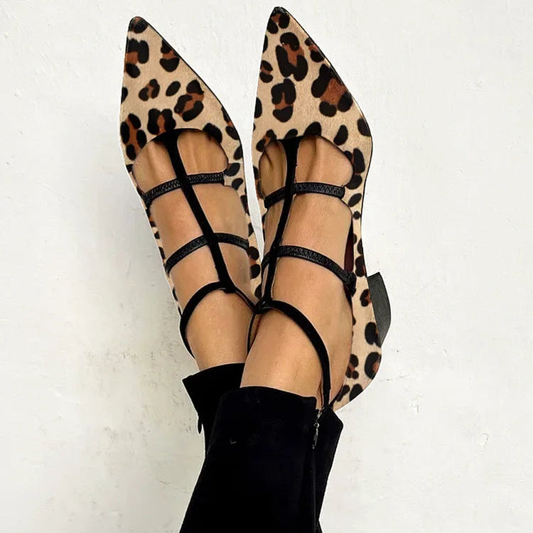 Bridget - Zapatos con tacón y tira con estampado de leopardo