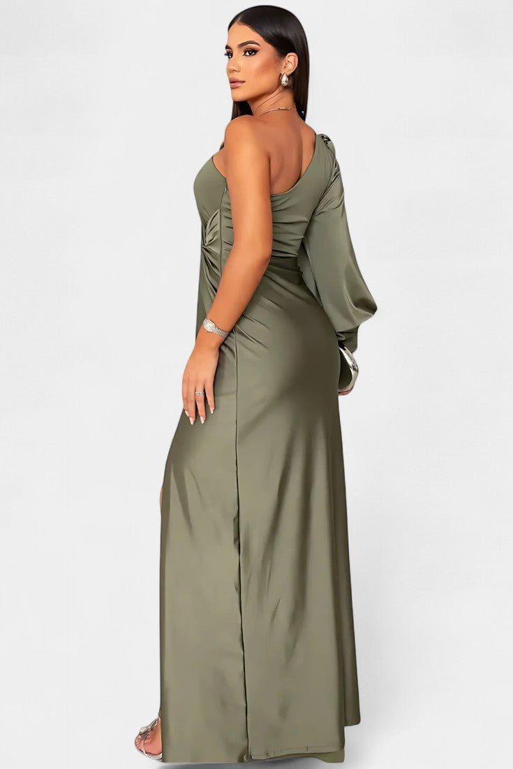 Charlotte Vestido Asimétrico Drapado de Un Hombro