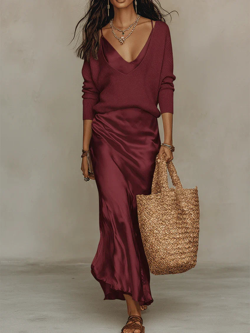 ALMA™ | VESTIDO MIDI DE PUNTO CON ESTAMPADO FLORAL