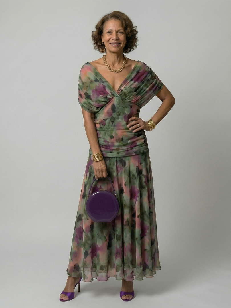 Calena™ | Vestido Midi Off-Shoulder con Escote Drapeado
