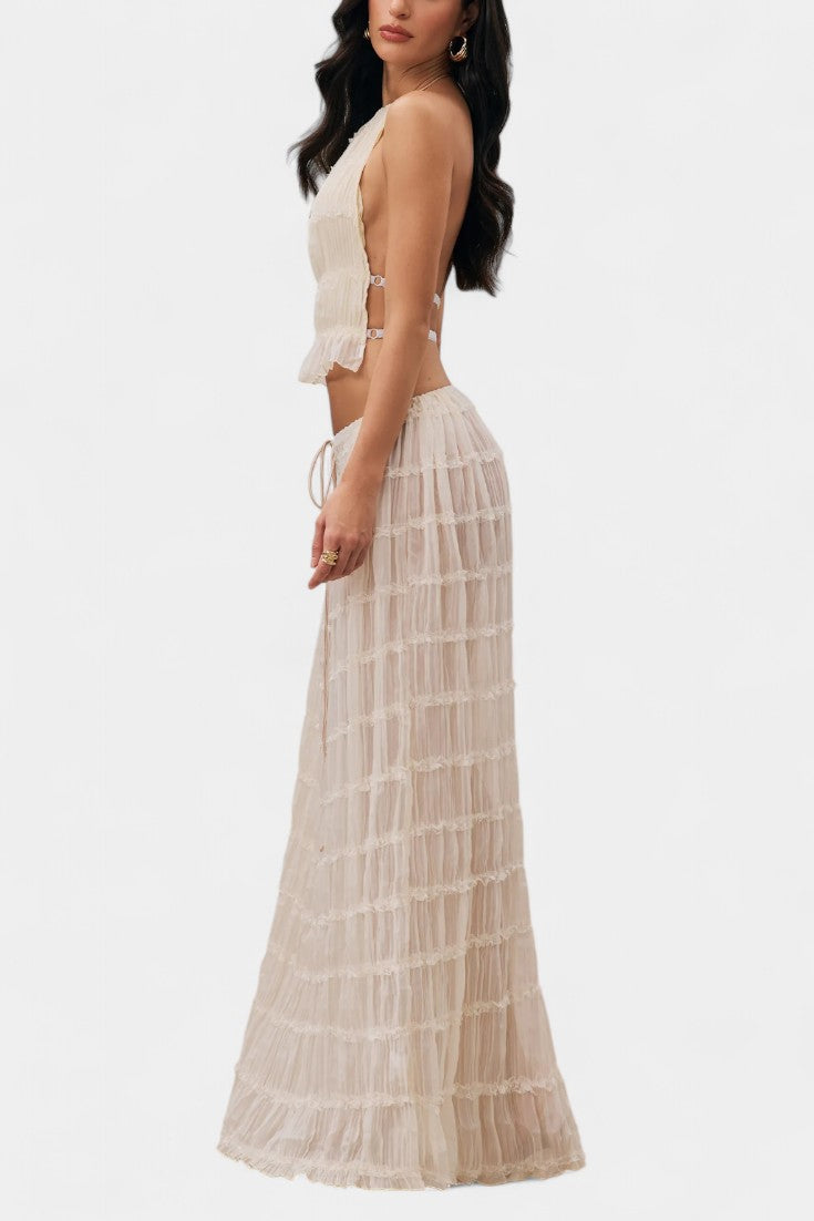 Eugenie Conjunto a Juego con Top Plisado y Falda