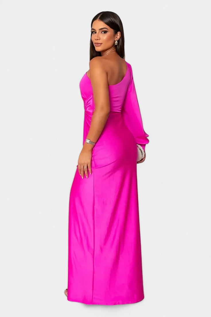 Charlotte Vestido Asimétrico Drapado de Un Hombro
