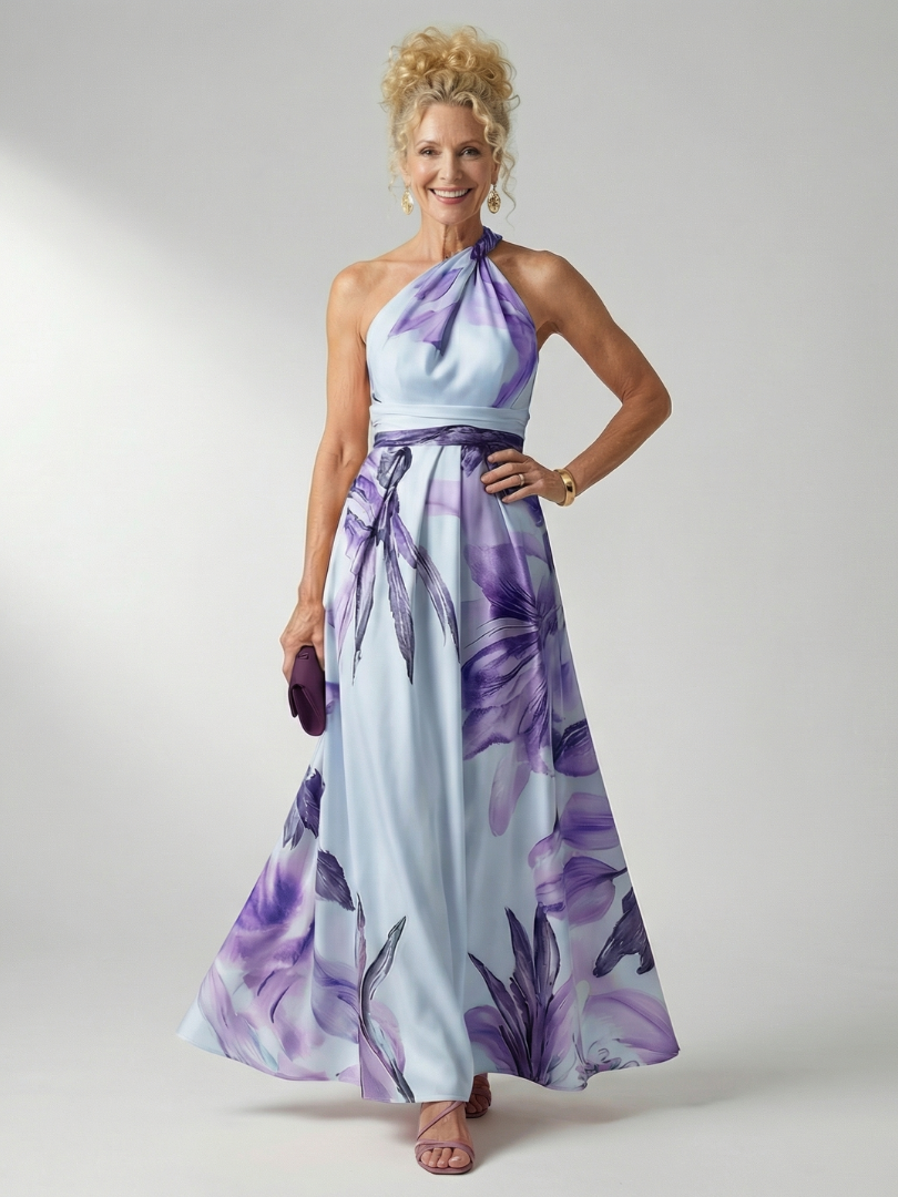 Amiela™ | Vestido Maxi Halter con Estampado Floral Grande
