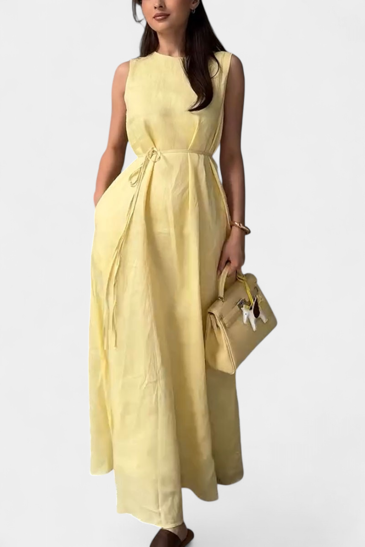 Rosetta Vestido Suave sin Mangas con Lazo Ajustable