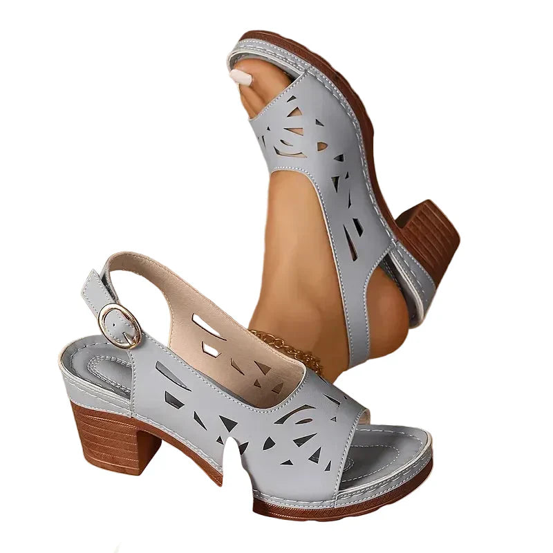 Christine | Sandalias con Tobillo y Tacón Bloque