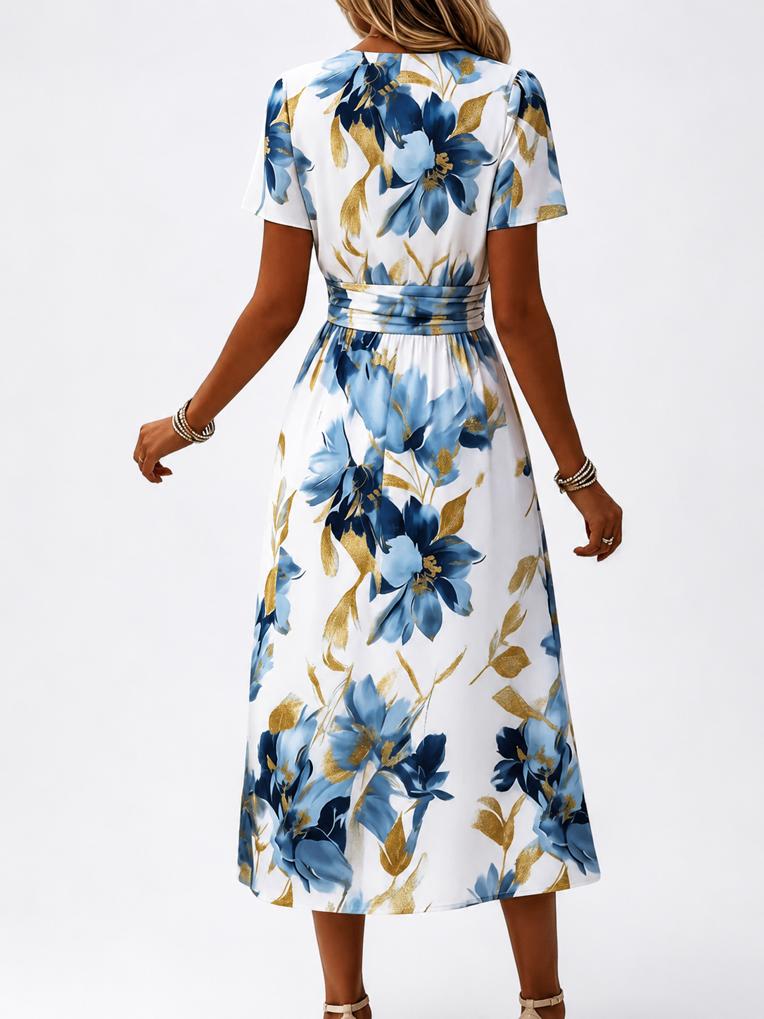 Denise | Vestido cruzado midi con estampado floral