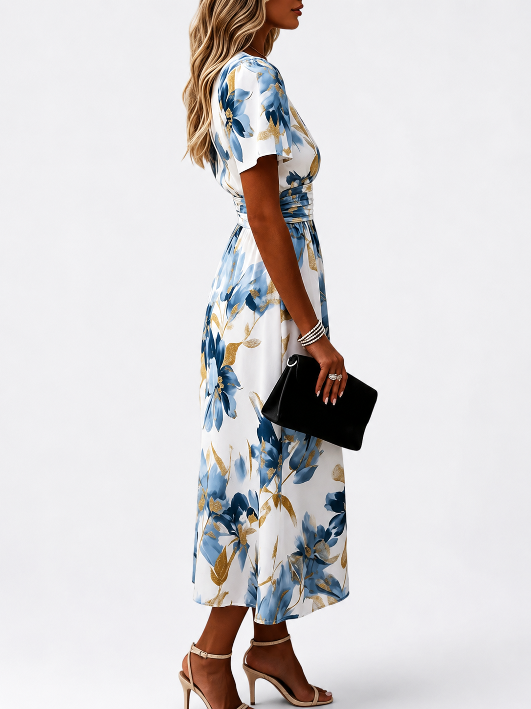 Denise | Vestido cruzado midi con estampado floral