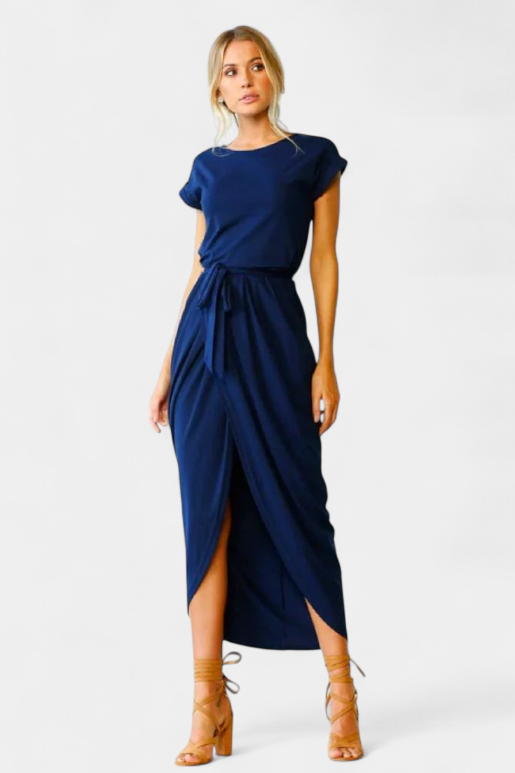 Clarissa Vestido Midi Envolvente con Abertura Lateral