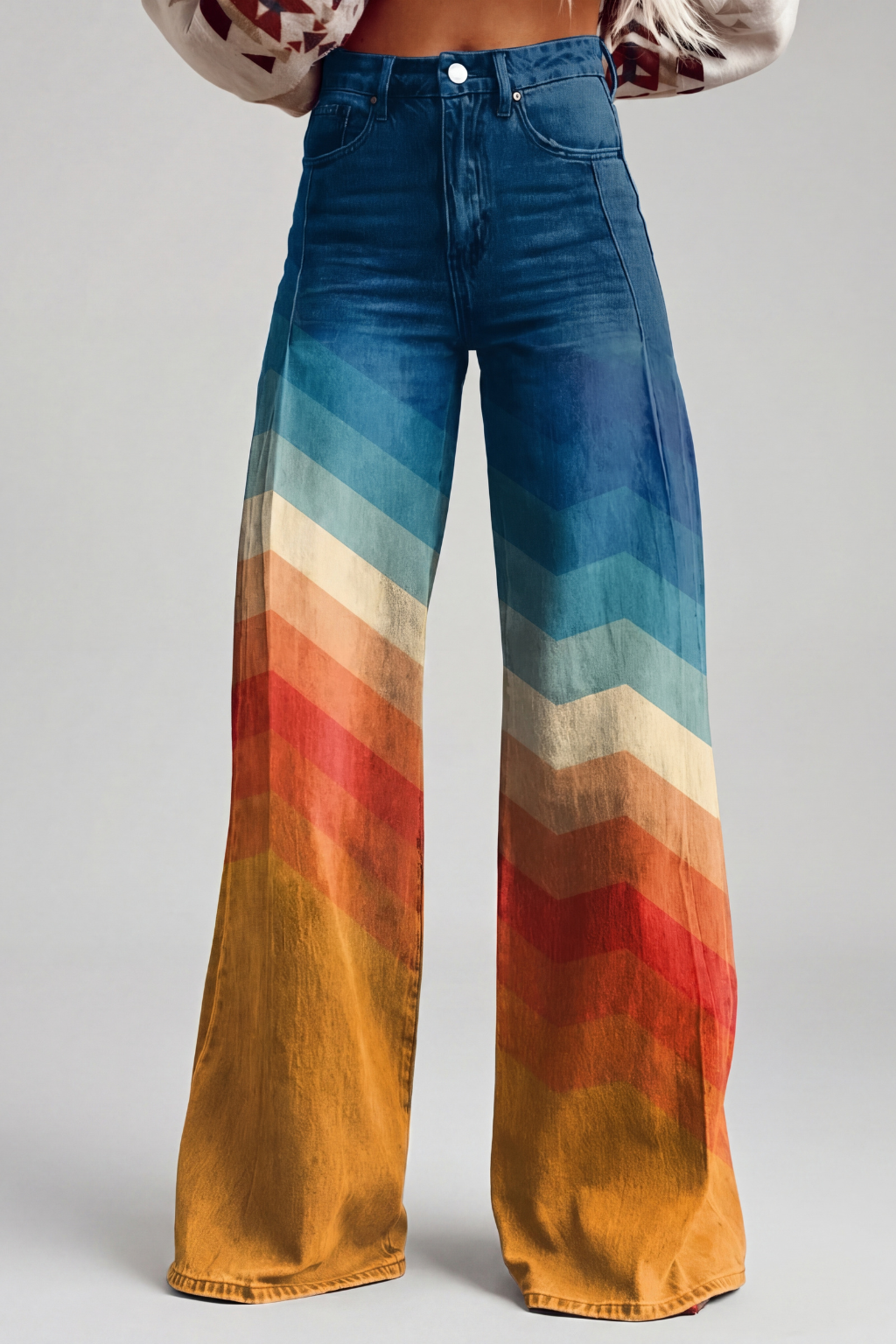 Léa | Pantalones elegantes retro de zig zag