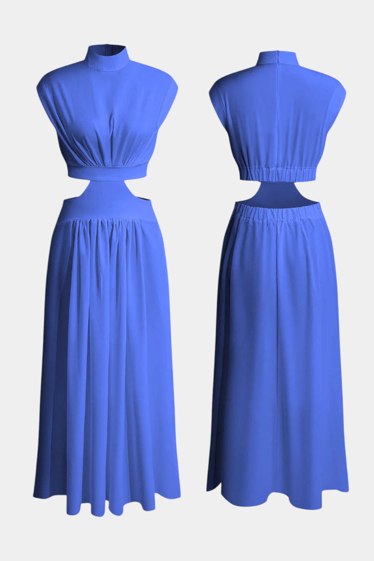 Jocelyn Conjunto Largo Minimalista con Escote Alto y Abertura Lateral