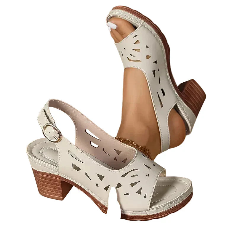 Christine | Sandalias con Tobillo y Tacón Bloque