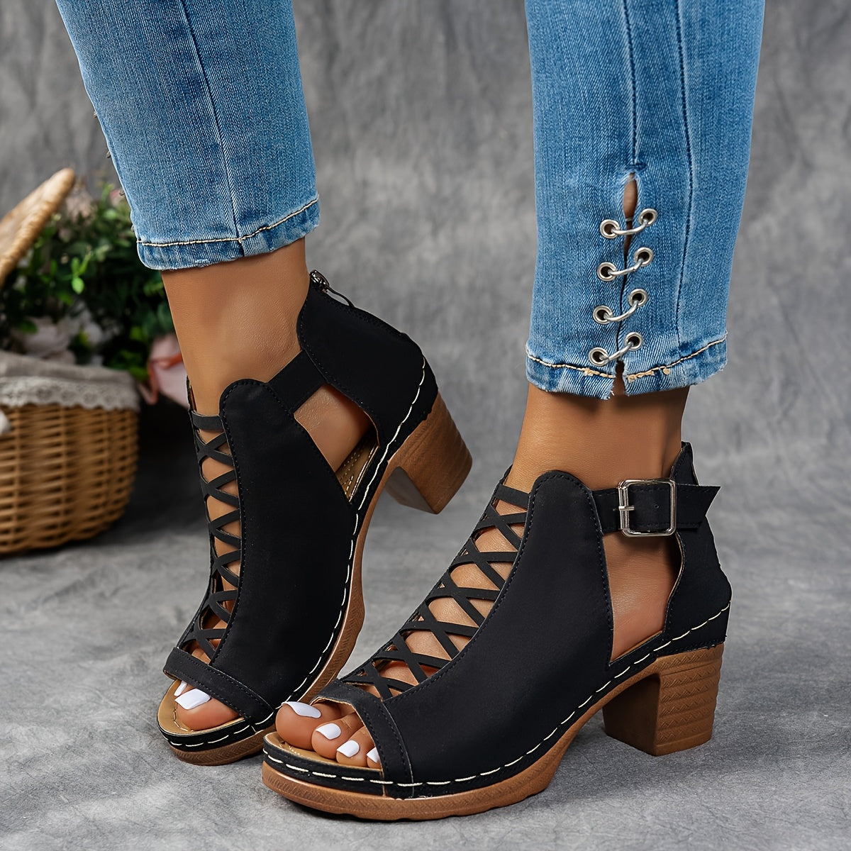 Nessa - Sandalias Tacón Celosía
