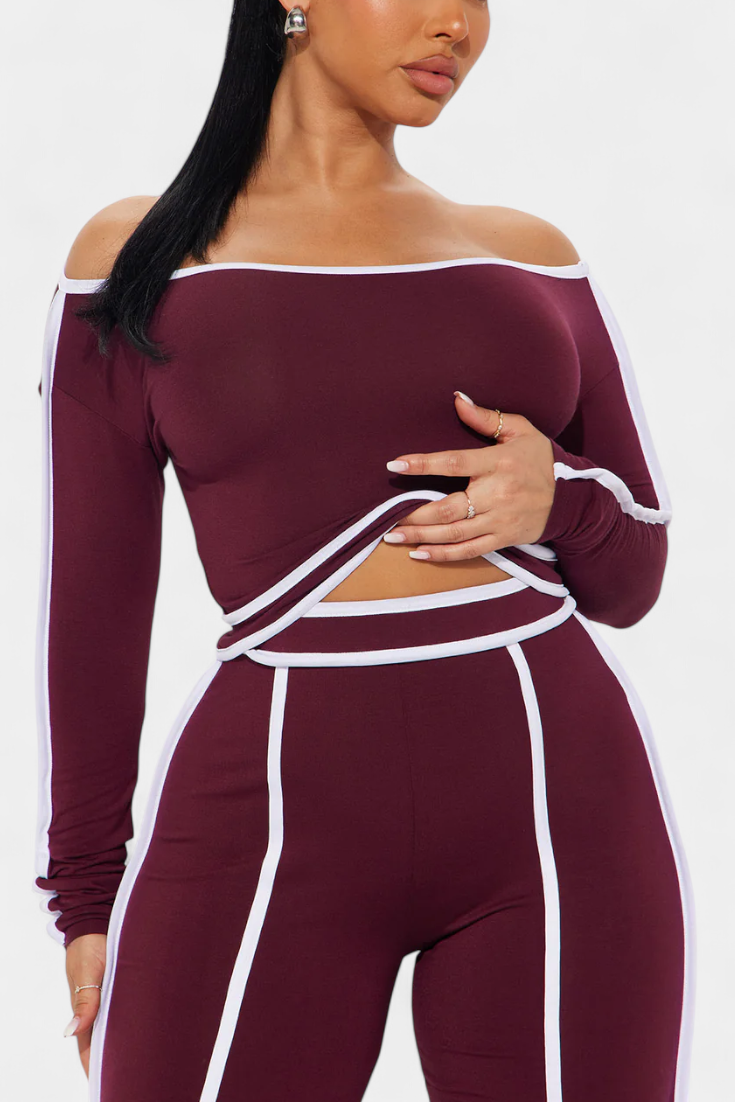 Krystelle Conjunto Off-Shoulder con Pantalón de Corte Recto