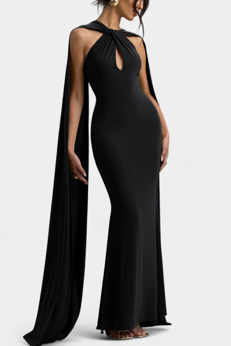 Faffienia Vestido Maxi con Escote Halter y Corte en Forma de Llave