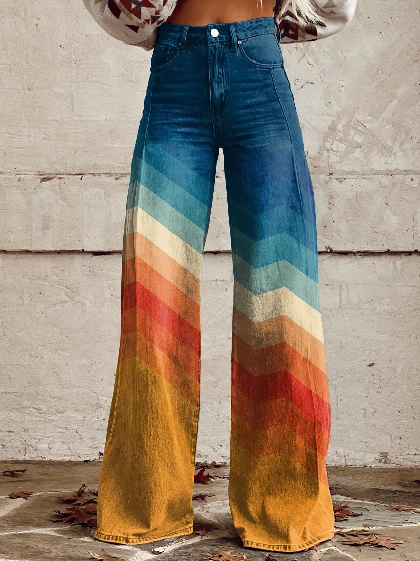 Léa | Pantalones elegantes retro de zig zag