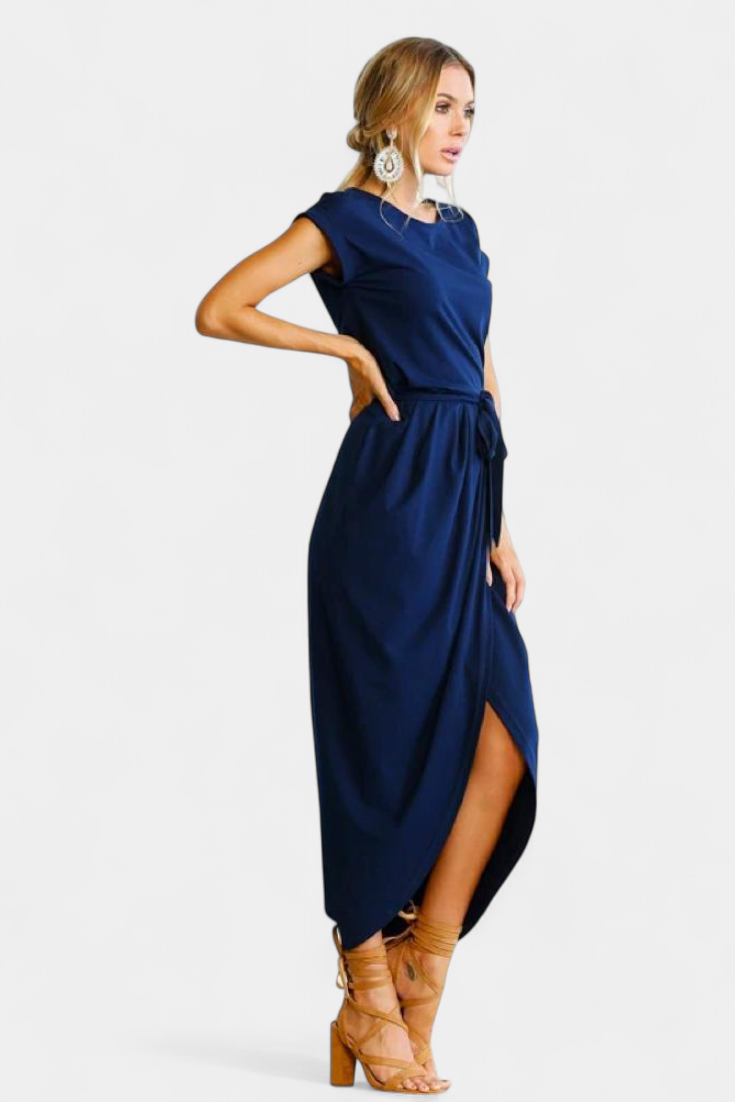 Clarissa Vestido Midi Envolvente con Abertura Lateral