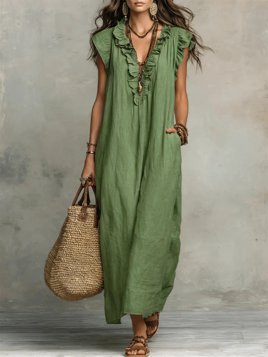 Camila™ | Vestido Largo Bohemio en Lino y Algodón