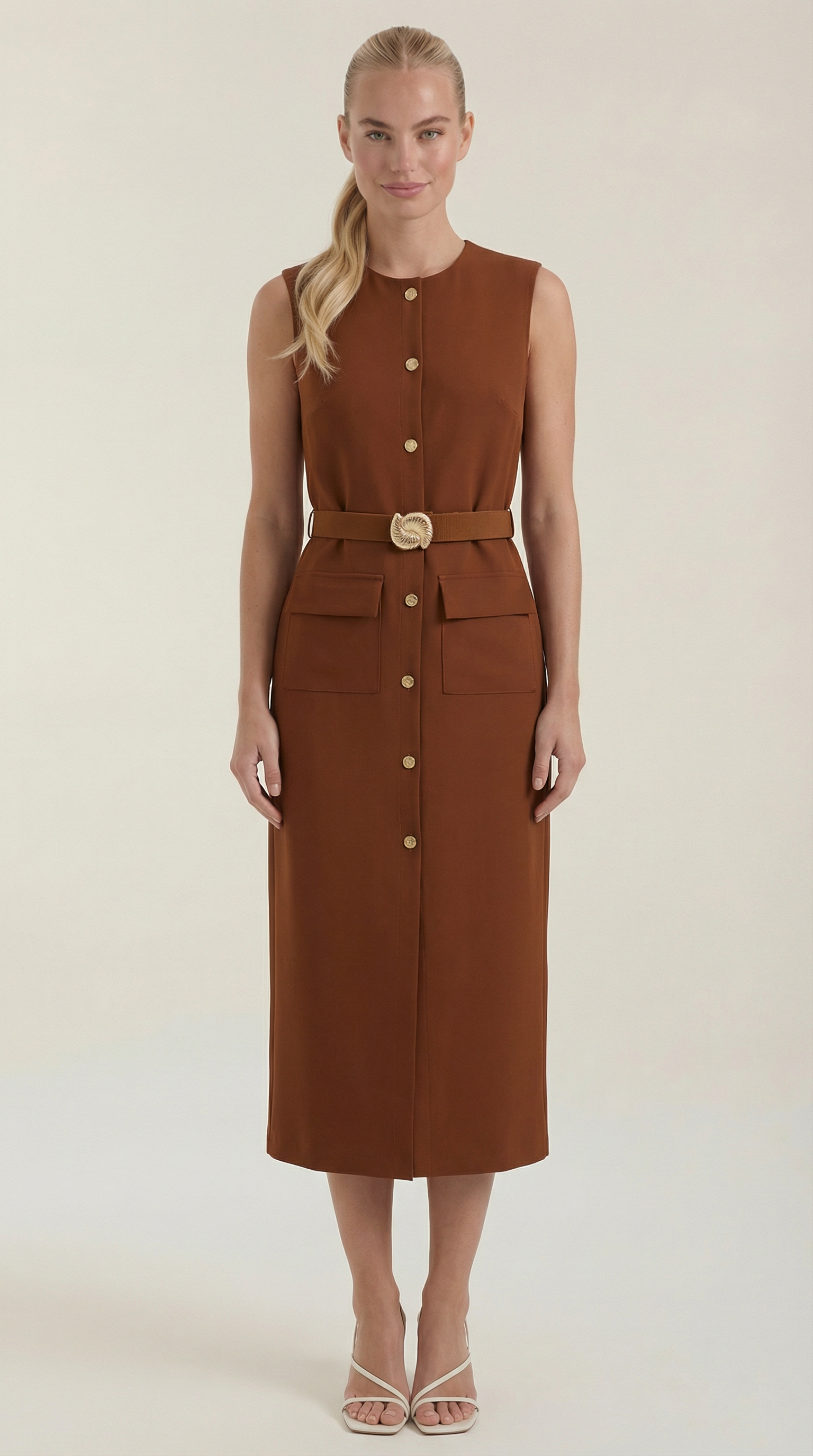 Vestido Midi Arlene con Detalles de Botones