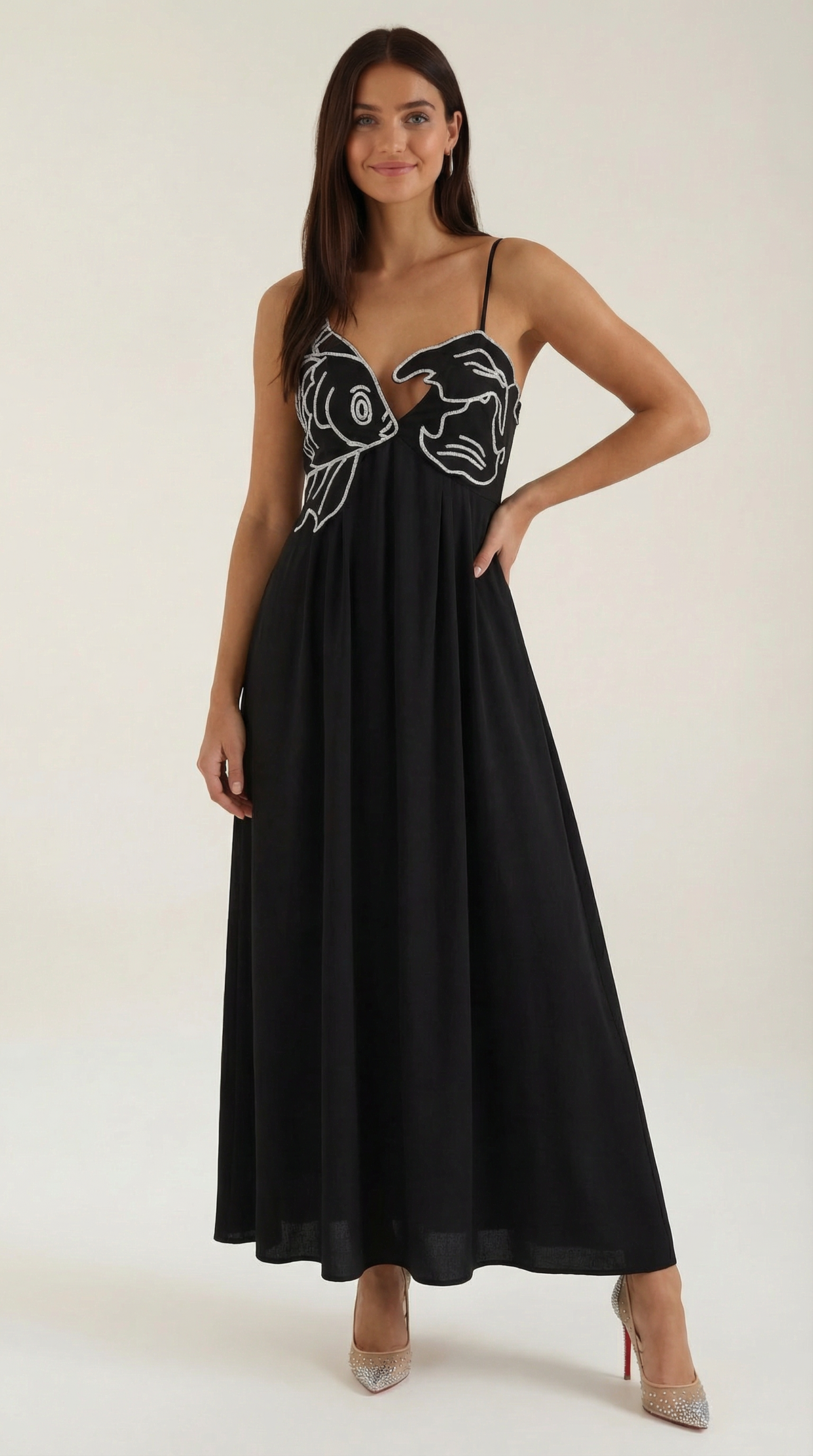 Vestido largo bordado Deborah