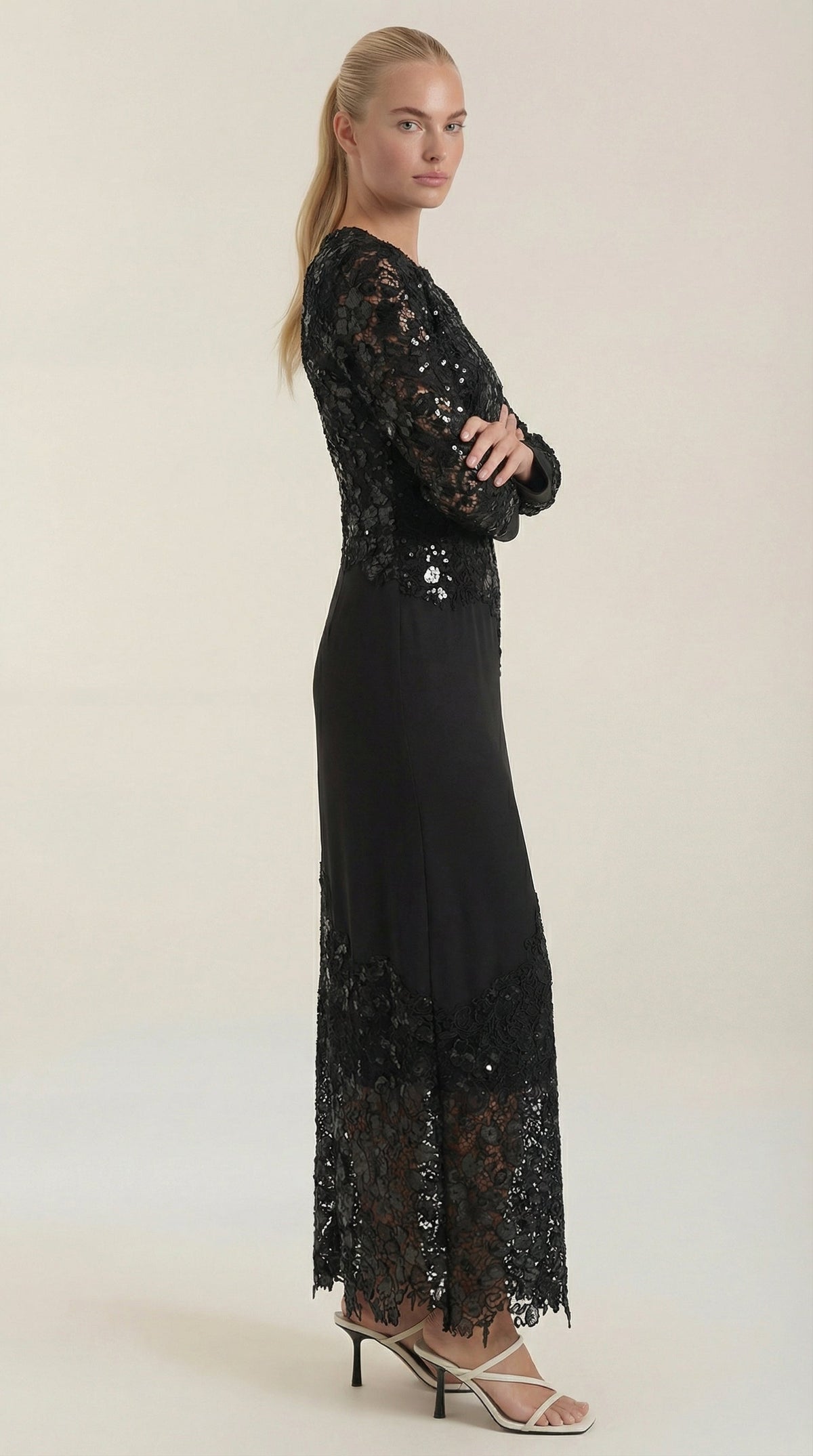 Vestido Maxi Elise con Lentejuelas y Encaje