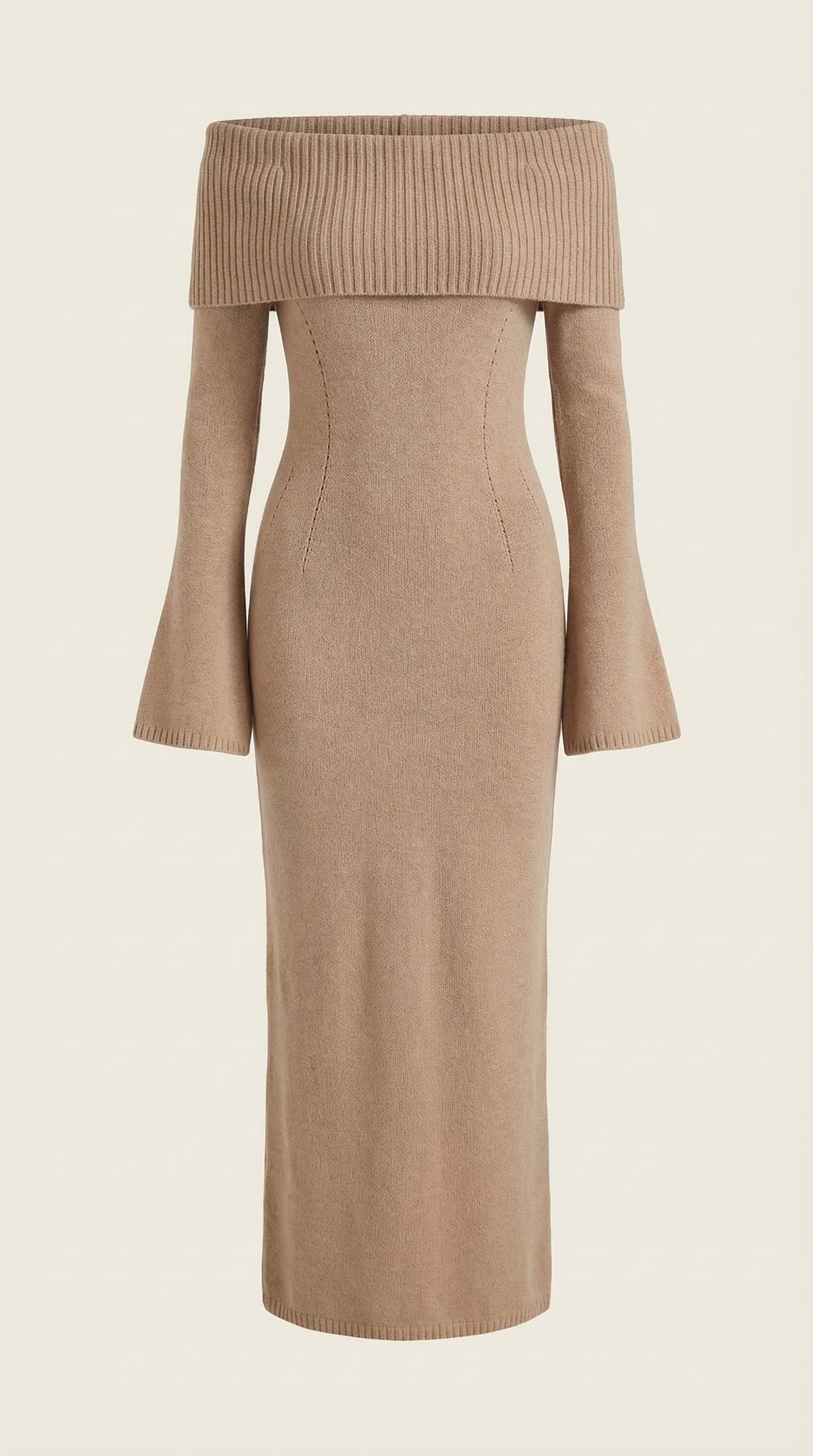 Vestido largo ajustado con hombros descubiertos de Quinlan