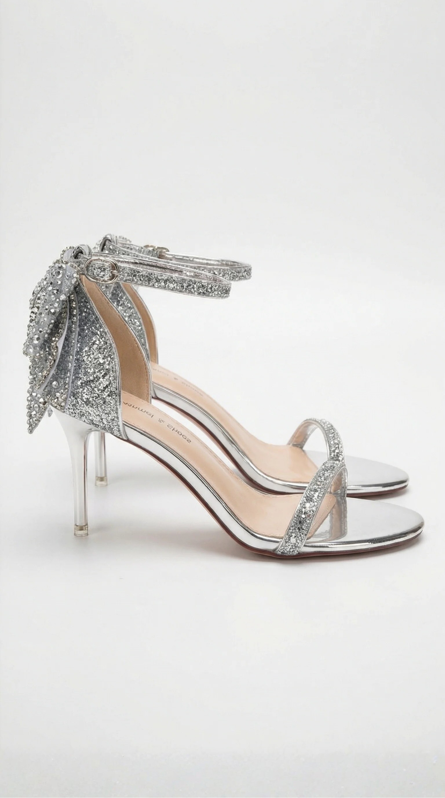 Tacones Sarah con Lazo y Tacón Decoradas con Diamantes