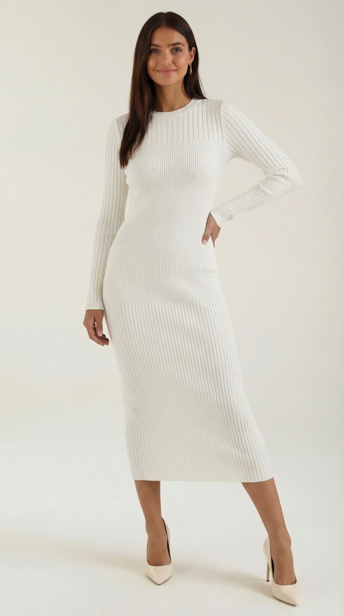Sheila - Vestido midi ajustado de canalé