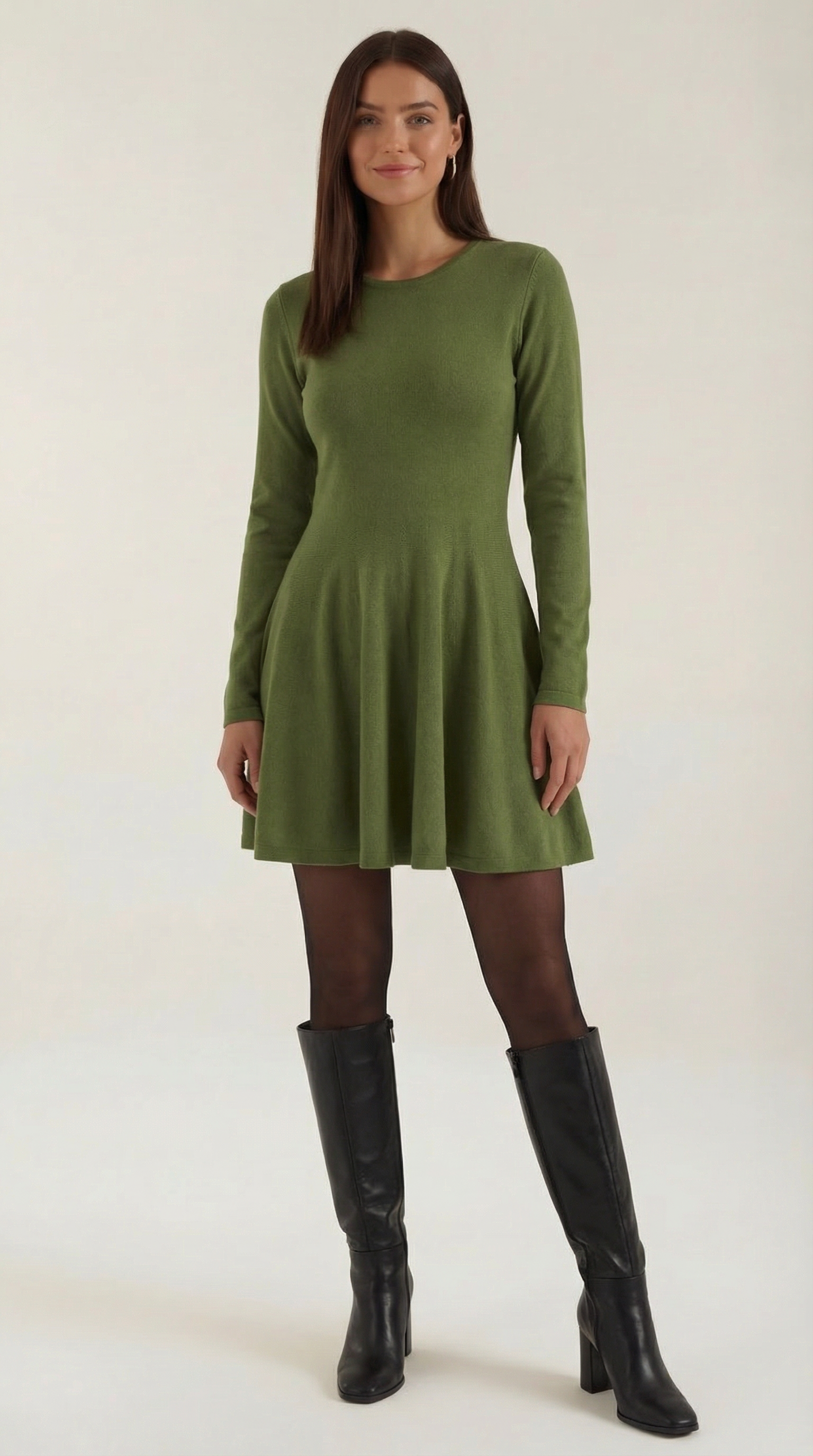 Tiffany Mini Dress con Mangas Largas y Pliegues