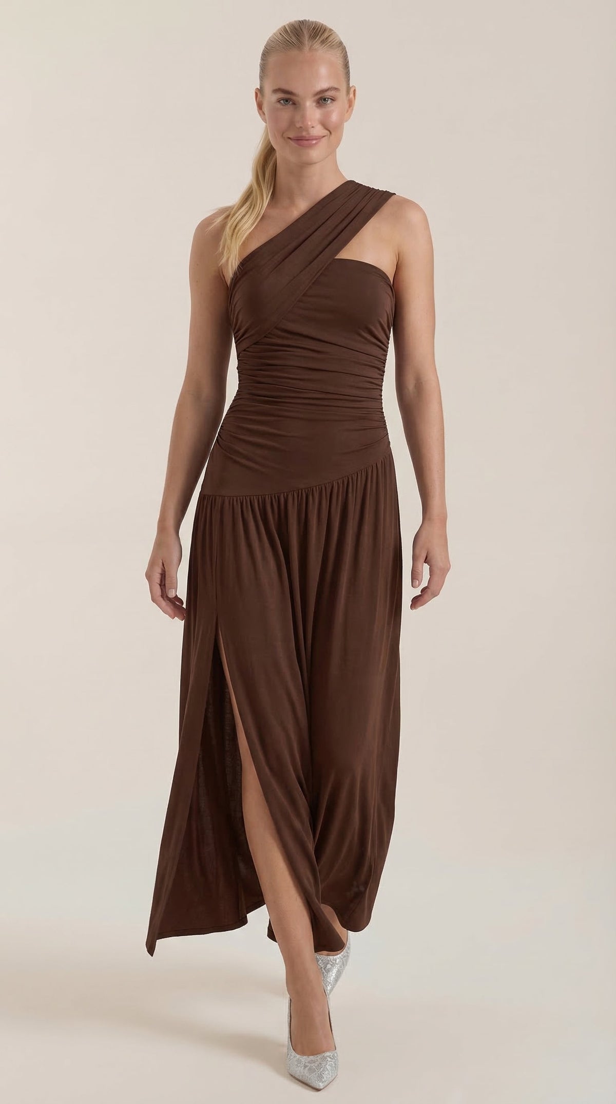 Vestido Maxi Asimétrico de Un Hombro Enid
