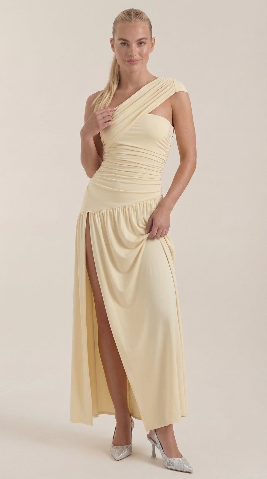 Vestido Maxi Asimétrico de Un Hombro Enid
