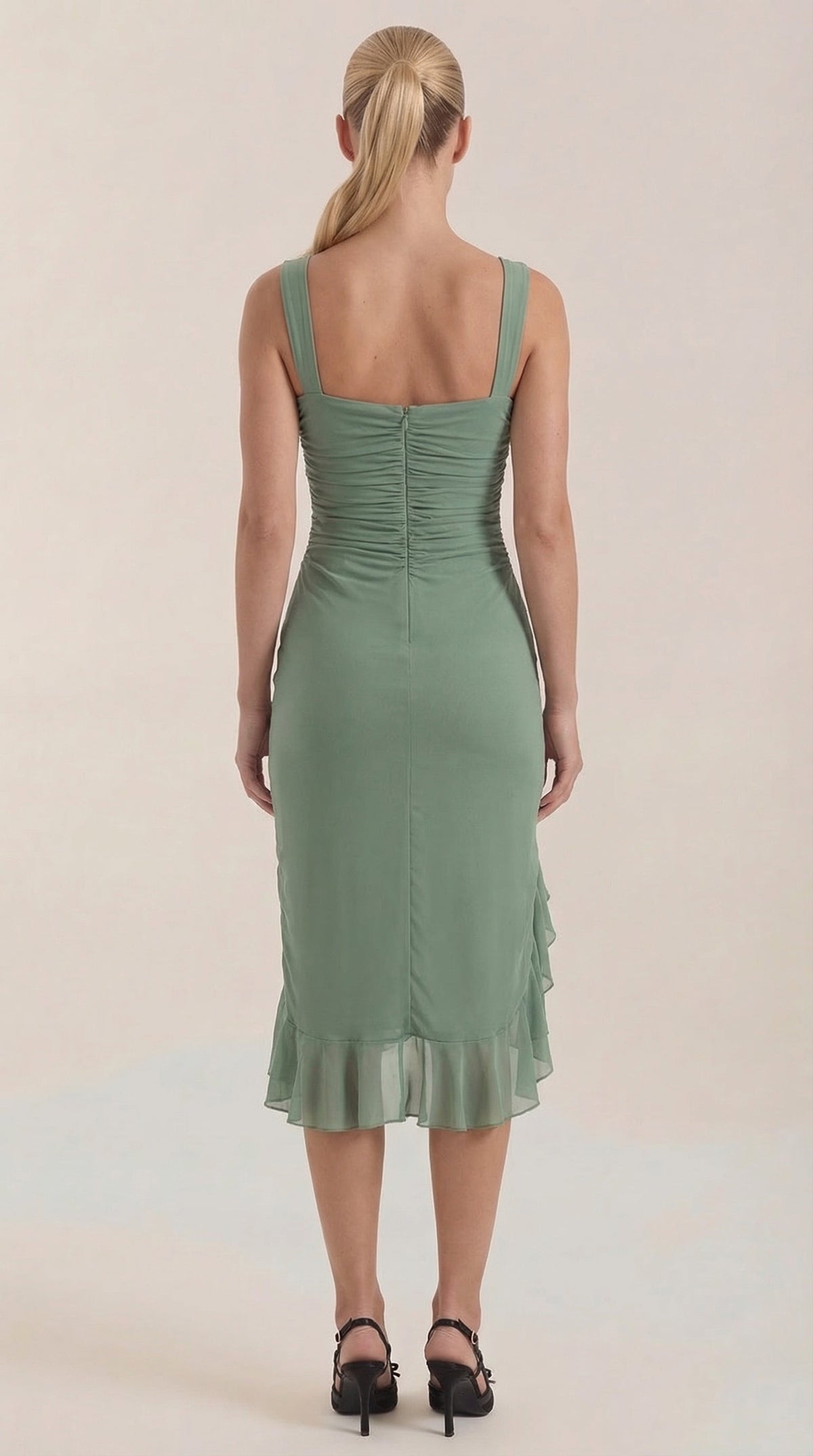 Vestido Midi Ramona con Detalles de Volantes